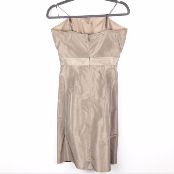 J Crew Silk Taffeta Strapless Taupe Sheath Dress - Picture 2 of 6